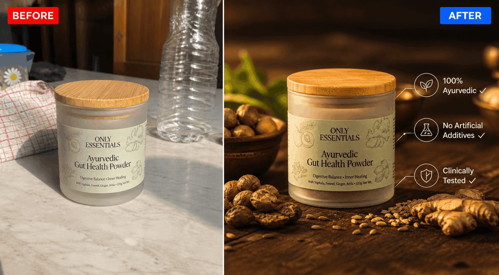 Their Ayurvedic gut health product was live. But their D2C presence looked like an afterthought.
