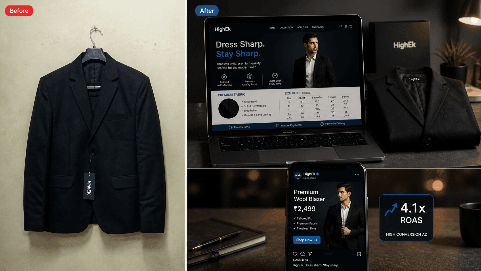 Great blazer. Zero brand identity. Ads were spending money with nothing to show.